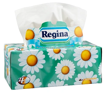 Салфетки бумажные Regina косметические с ромашкой 4-слойные, 110шт