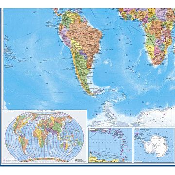 Настенная карта Мир политическая 1:22млн.,1,58х1,18м.