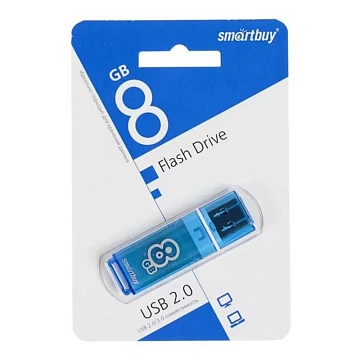 Флеш-диск 8 GB, SMARTBUY Glossy, USB 2.0, синий, SB8GBGS-B