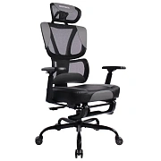 Кресло BRABIX PREMIUM 'Venom GM-530', подножка, синхромеханизм, экокожа/сетка, черное/серое, 532951