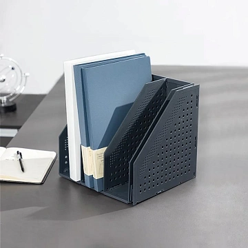 Лоток вертикальный Deli 78996DGrey складной 4 отделения темно-серый