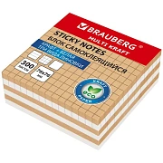 Блок самоклеящийся крафтовый (стикеры) BRAUBERG, MULTI KRAFT 76х76 мм, 300 листов, 115209