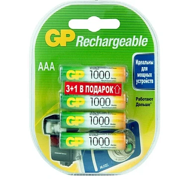 Аккумулятор GP 950mAh AAA 100AAAHC3/1-2DECRC4/100AAAHC3/1RGY-2CRCB4 бл/4шт