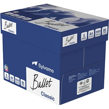 Бумага офисная А4, 80 г/м2, 500 л., марка В, BALLET CLASSIC, Россия, 153% (CIE)