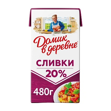 Сливки Домик в деревне стерилизованные 20%, 480г