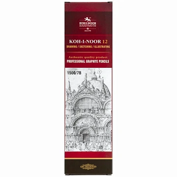Карандаш чернографитный KOH-I-NOOR 1500, 1 шт., 7B, корпус желтый, заточенный, 150007B01170RU