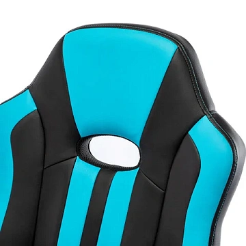 Кресло компьютерное BRABIX 'Stripe GM-202', экокожа, черное/голубое, 532509