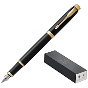 Ручка перьевая PARKER 'IM Core Black Lacquer GT', черный глянцевый лак, позолота, синяя, 1931645