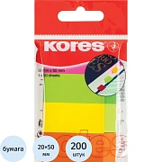 Клейкие закладки бум. 4цв.по 50л. неон 20х50мм Strips Kores 45104