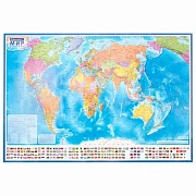 Карта мира политическая 199х134 см, 1:15,5М, с ламинацией, интерактивная, европодвес, BRAUBERG, 1123