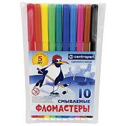 Фломастеры 10 ЦВЕТОВ CENTROPEN 'Пингвины', смываемые, вентилируемый колпачок, 7790/10ET, 7 7790 1086