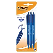Ручки шариковые автоматические BIC 'Round Stic Clic', НАБОР 3 шт., СИНИЕ, линия письма 0,32 мм, блистер, 926374