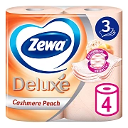 Туалетная бумага Zewa Deluxe персик, 3 слоя, 4 рулона, 21 м, оранжевая