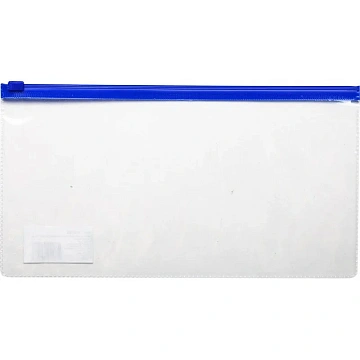Папка-конверт на молнии д/билетов 250x130mm,110мкм синий