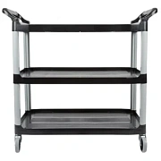 Тележка сервисная Rubbermaid X-tra 3 яруса, открытая, черная, 1814566, FG409100BLA