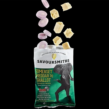 Чипсы Savoursmiths Сыр чеддер из Сомерсета и лук-шалот, 150г