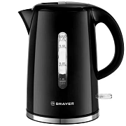 Чайник BRAYER BR1032, 1,7 л, 2200 Вт, закрытый нагревательный элемент, автоотключение, пластик, черный, 1032BR