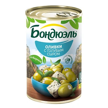 Оливки Бондюэль с голубым сыром, 314мл