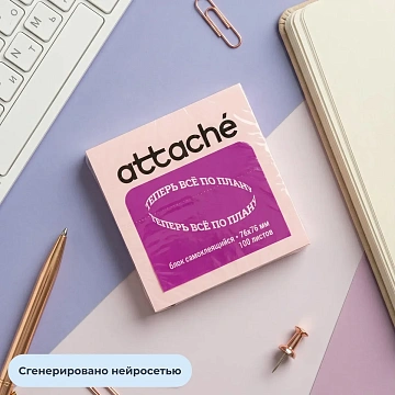 Стикеры ATTACHE с клеев.краем 76х76 розовый 100л