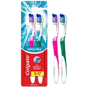 Зубная щетка Colgate White Plus отбеливающая жесткая, промоупаковка 1+1