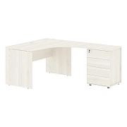 Стол эргономичный с тумбой EDCET 1318(R) Ясень Траун/Белый 1360х1880х750 EDIS