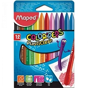 Мелки пластиковые 12цв. MAPED PLASTICLEAN, в картоне