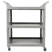 Тележка сервисная Rubbermaid г/п 68кг, 3 яруса, закрытая с боковых сторон, серая, FG342100PLAT