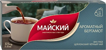 Чай Майский Ароматный Бергамот, черный, 25 пакетиков