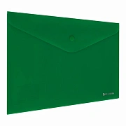Папка-конверт с кнопкой BRAUBERG 'SUPER', А4, матовая непрозрачная, зеленая, ПРОЧНАЯ 0,2 мм, 272877
