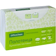 Полотенца бумажные лист. OfficeClean Professional(Z-сл) (H2), 2-слойные, 190л/пач., 21*23, белые