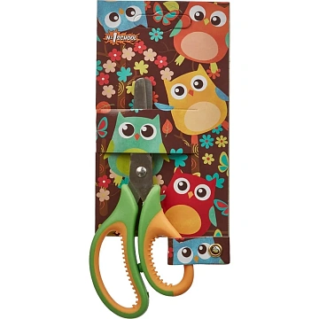 Ножницы детские 13,5 см, Веселые совята резиновые ручки