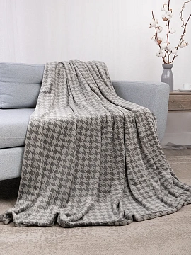 Плед Tessolo Home Пье-де-Пуль микровелюр серый, 150 x 200см
