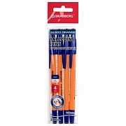 Ручки шариковые BRAUBERG 'M-500 ORANGE', НАБОР 4 шт., СИНИЕ, узел 0,7 мм, линия письма 0,35 мм, 143950