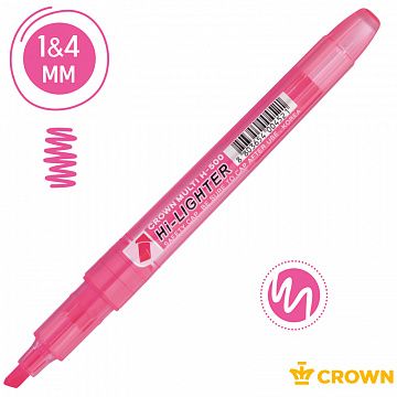 Текстовыделитель Crown 'Multi Hi-Lighter' розовый, 1-4мм