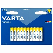Батарейки алкалиновые 'мизинчиковые' КОМПЛЕКТ 10 шт., VARTA ENERGY, ААА (LR03,15А), блистер, 4103229491