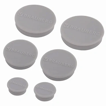 Магниты МОЩНЫЕ, НАБОР 20 мм - 2 шт., 30 мм - 2 шт., 40 мм - 2 шт., серые, BRAUBERG 'SUPER', 237481