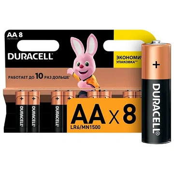 Батарейка Duracell Basic АА LR6, 1.5В, алкалиновые, 8шт/уп