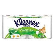 Туалетная бумага Kleenex Aroma Care ромашка, белая с рисунком, 3 слоя, 8 рулонов, 155 листов, 17.3м