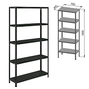 Стеллаж металлический BRABIX 'ГРАФИТ MS KD-180/40/70-5', лофт, 1800х700х400 мм, 5 полок, 291268, S24
