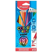 Карандаши цветные MAPED 'COLOR PEP'S Strong', 12 цветов, трехгранные, грифель 3,2 мм, 862712