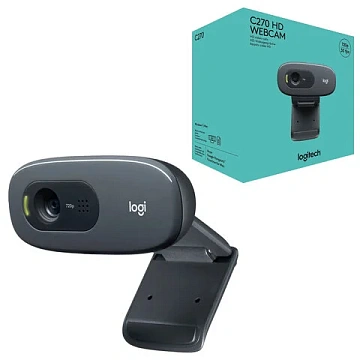 Веб-камера LOGITECH C270, 1/3 Мп, микрофон, USB 2.0, регулируемый крепеж, черная