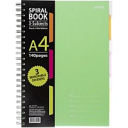 Бизнес-тетрадь 140л,кл,А4,SPIRAL BOOK Салатовый,евросп,обл.пл,раздел.84102
