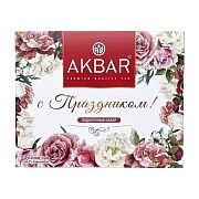 Набор чая подарочный Akbar С Праздником! 3 вкуса, 75 пакетиков