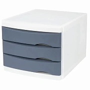 Бокс с 3 выдвижными лотками, корпус светлый, лотки серые, 235х300х355 мм, BRAUBERG 'Office-Expert', 238040