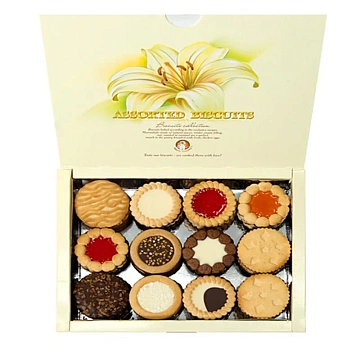 Печенье SANTA BAKERY, ассорти 12 видов, сдобное, 750 г, картонная коробка