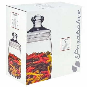Банка для сыпучих продуктов, с крышкой, КОМПЛЕКТ 2 штуки, 1100 мл, стекло, PASABAHCE 'ЧЕШНИ', фирмен