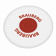 Ластик BRAUBERG 'Universal', 30х30х8 мм, белый, круглый, красный пластиковый держатель, 222472