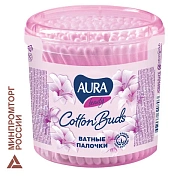 Ватные палочки КОМПЛЕКТ 200 шт., AURA, пластиковый стакан, 20803, 13144