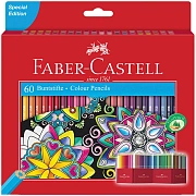 Карандаши цветные Faber-Castell, 60цв., заточен., картон. подставка, европодвес