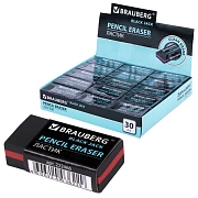 Ластик BRAUBERG 'BlackJack', 40х20х11 мм, черный, прямоугольный, картонный держатель, 222466